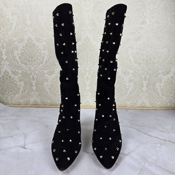 Sam Edelman Size 8M "Waylon" Black Suede Boots Silver Stud Embellishment NWT - Picture 2 of 14